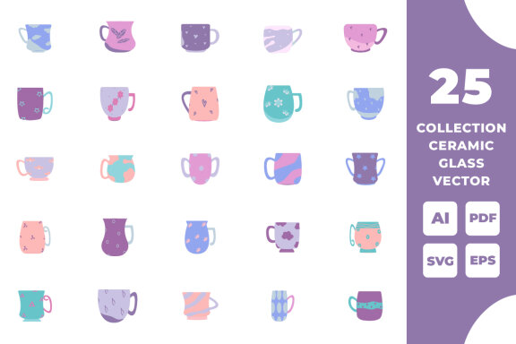 The collection of ceramic glass vector element