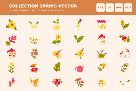 collection of spring vector element icon