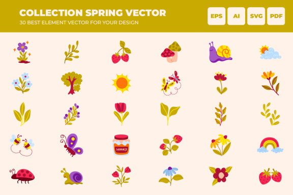 collection of spring vector element icon