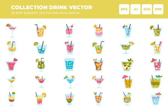 collection of cold drink vector element icon