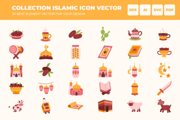 collection of Islamic vector element icon