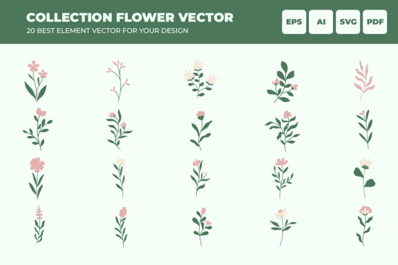 collection of colorful floral vector elements