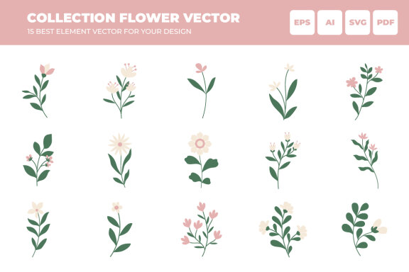 collection of colorful floral vector elements