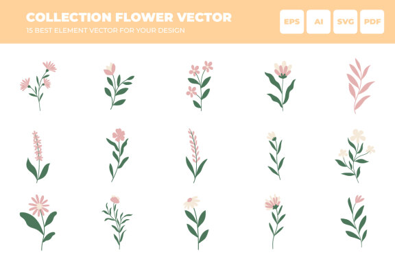 collection of colorful floral vector elements