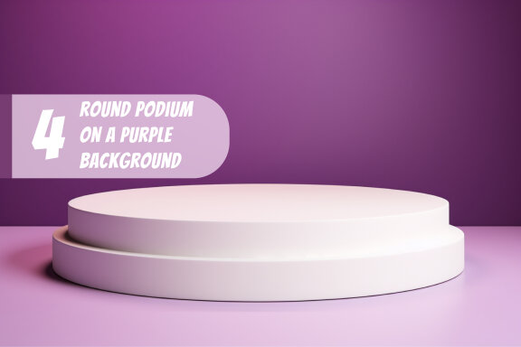 4 FREE round podium white on a purple backgrounds