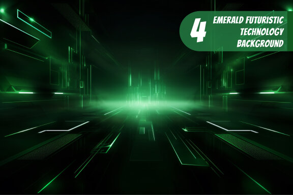 4 Images of emerald futuristic technology background