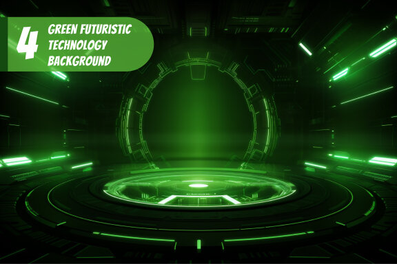4 Images of green futuristic technology background