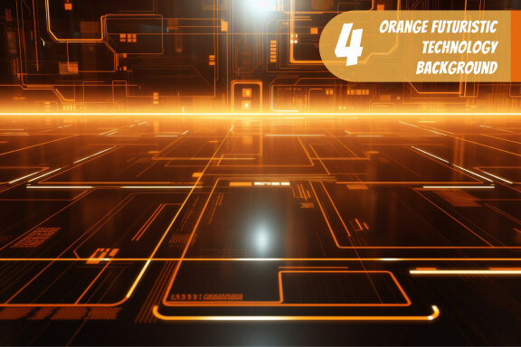 4 Images of orange futuristic technology background