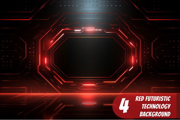 4 Images of red futuristic technology background