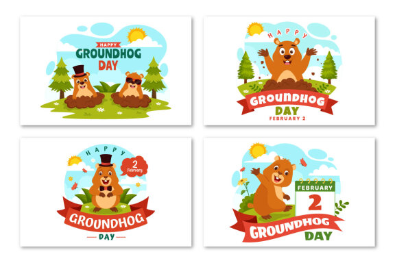 12 Happy Groundhog Day Illustration