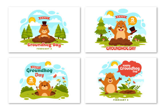 12 Happy Groundhog Day Illustration