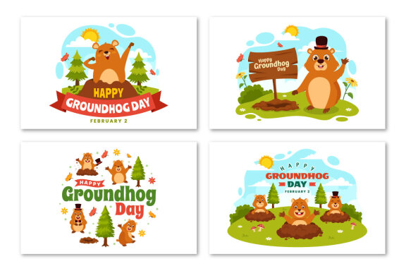 12 Happy Groundhog Day Illustration