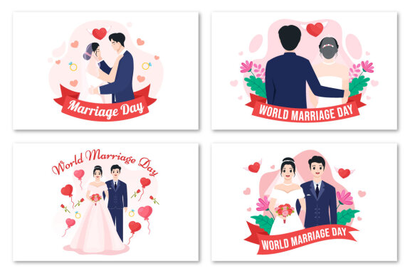 12 World Marriage Day Illustration