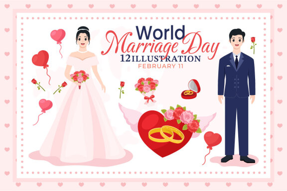 12 World Marriage Day Illustration