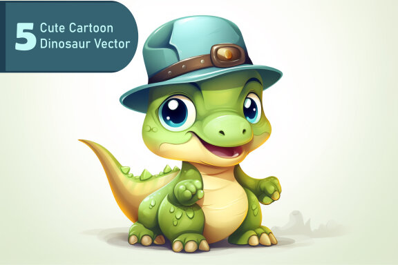 vector cartoon dinosaur wearing a hat