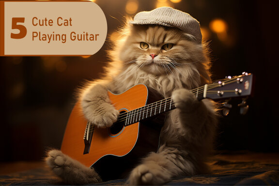 cute cat playing guitar AI Generaive