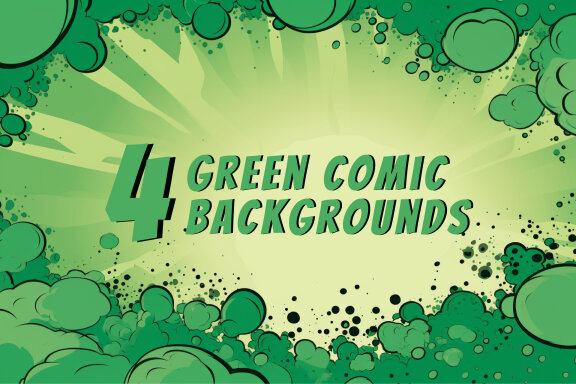 4 Green comic style background images