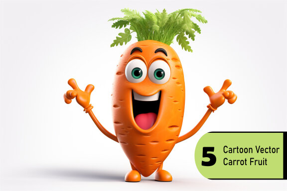 white background cute cartoon carrot fruit monster