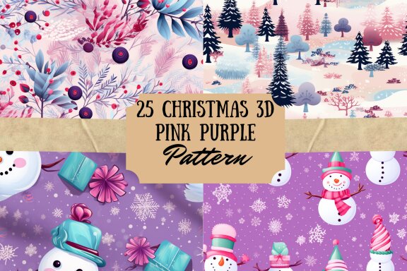 Pink Purple Christmas Pattern Paper
