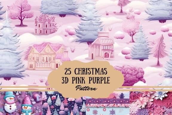 Pink Purple Christmas Pattern Paper
