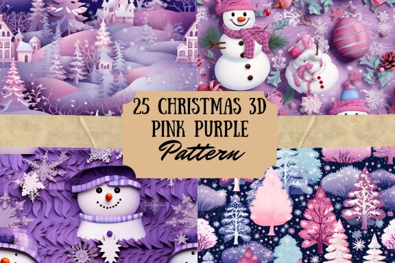 Pink Purple Christmas Pattern Paper