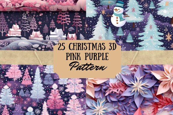 Pink Purple Christmas Pattern Paper