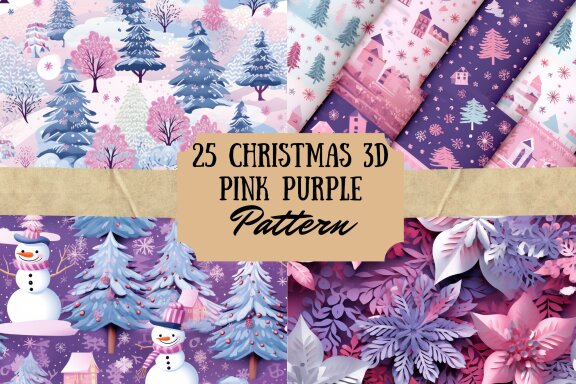 Pink Purple Christmas Pattern Paper