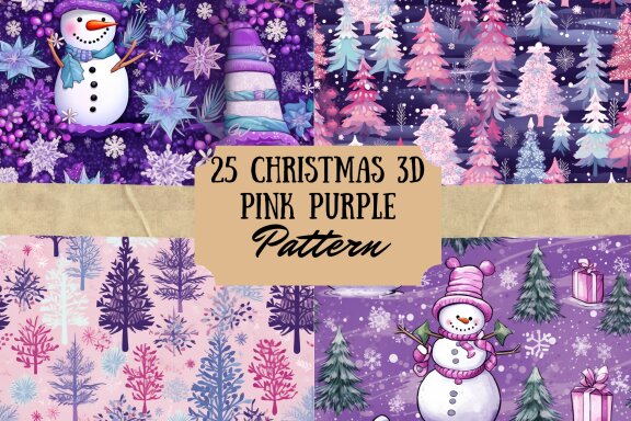Pink Purple Christmas Pattern Paper
