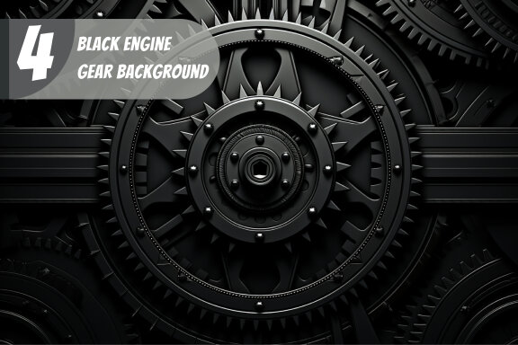 4 Images of black engine gear background
