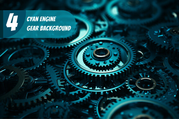 4 Images of cyan engine gear background