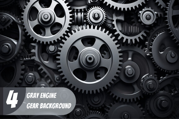 4 Images of gray engine gear background