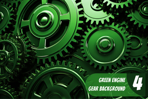 4 Images of green engine gear background