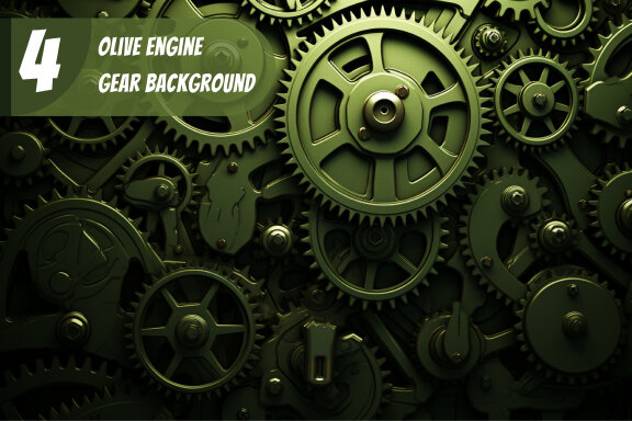4 Images of olive engine gear background