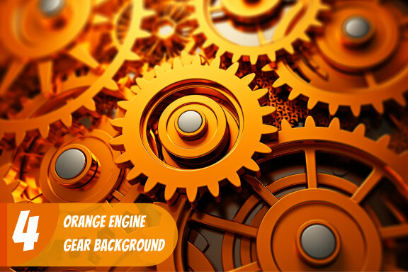4 Images of orange engine gear background
