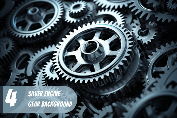 4 Images of silver engine gear background