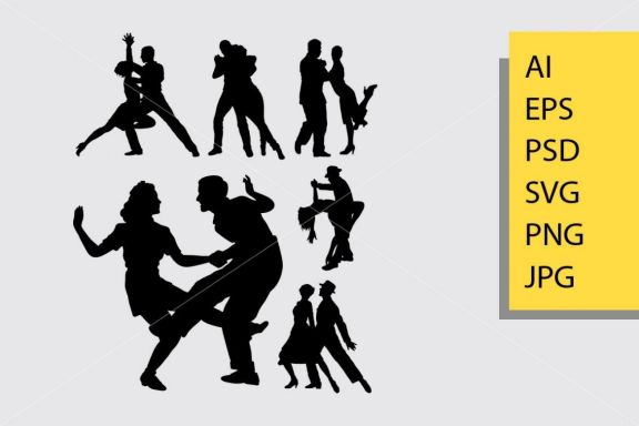 Tango and salsa 1 dance silhouette
