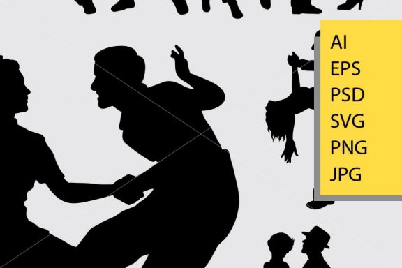 Tango and salsa 1 dance silhouette
