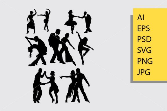 Tango and salsa 2 silhouette
