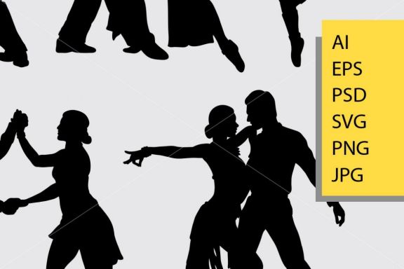 Tango and salsa 2 silhouette