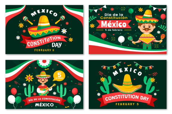 12 Constitution Day of Mexico Illustration