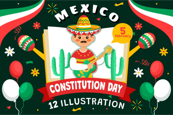 12 Constitution Day of Mexico Illustration