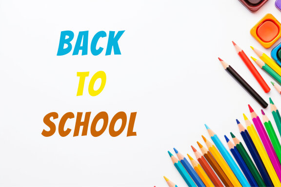 School supplies with white background