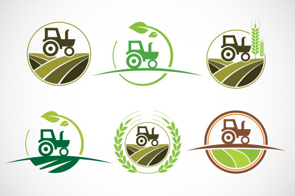 Tractor farm logo set