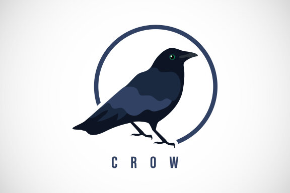 Crow bird in a circle. 