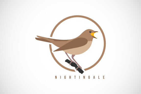 Nightingale bird in a circle.