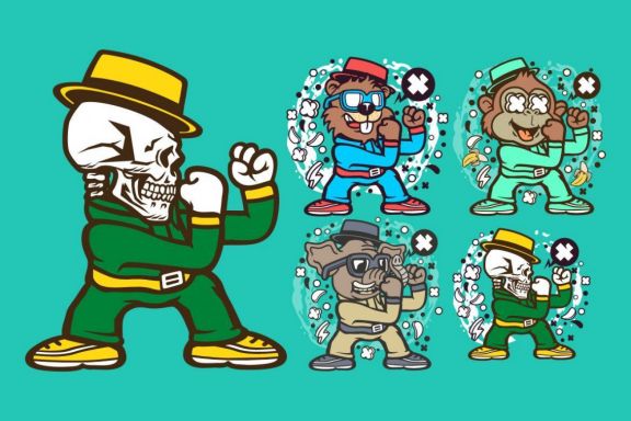 Fighting Cartoon Character