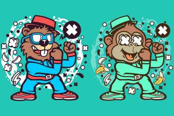 Fighting Cartoon Character