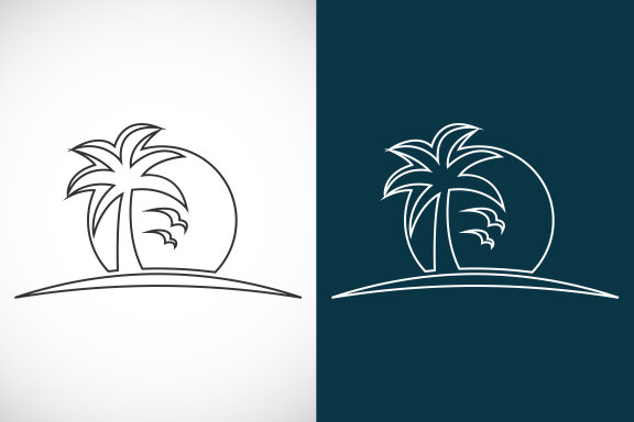 Beach line art logo