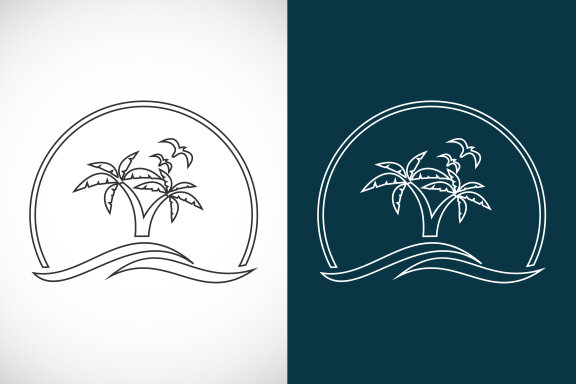 Beach line art logo