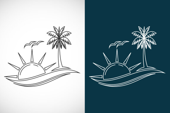 Beach line art logo